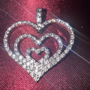 Vintage Nolan Miller Crystal Triple Heart Necklace